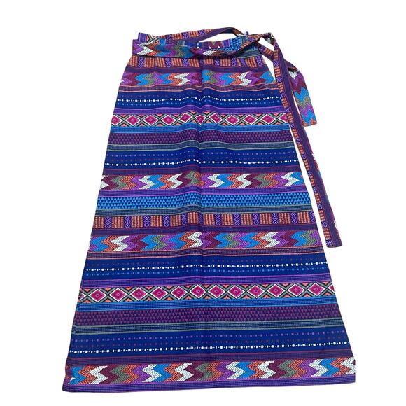 Prestige of Boston Vintage Size 10 Maxi 70s Striped Southwestern Hostess Skirt - Picture 1 of 6